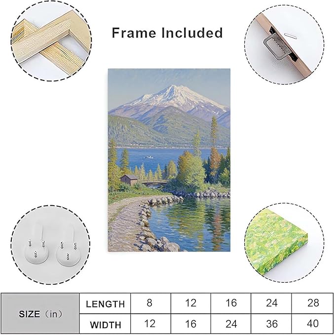 Color harmony mountain scenery blue sky lake wall painting suitable for living room natural scenery painting suitable for bedroom home decoration-Ruum Studio Home