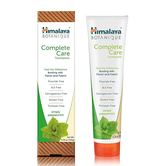 Himalaya Botanique Complete Care Toothpaste, Herbal, Peppermint Flavor, Fights Plaque, Freshens Breath, Fluoride Free, No Artificial Flavors, SLS Free, Cruelty Free, Foaming, 5.29 Oz, 4 Pack…-Ruum Studio Home