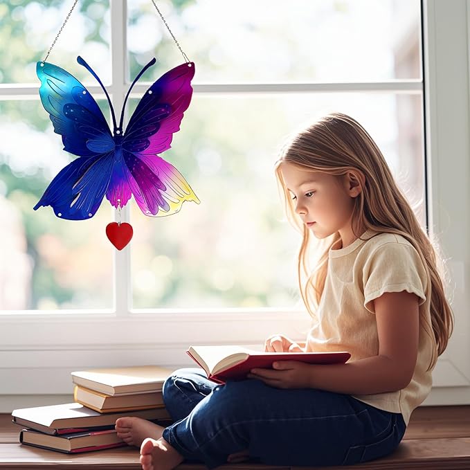 DJUAN Butterfly Gifts for Women Mom Grandma,Stainless Steel Butterfly Outdoor Statues for Yard Art Ornaments Window Porch Patio Home House Wall Decorations - Birthday Gift for Mother's Day Christmas-Ruum Studio Home