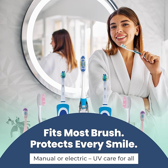UV Toothbrush Sanitizer Holder & Cleaner with LED Clock Display & Hot Air Drying – Wall-Mounted UV Tooth Brush Holder for Bathroom Decor, Travel Use, Rechargeable Portable Design, Fits All Brushes-Ruum Studio Home