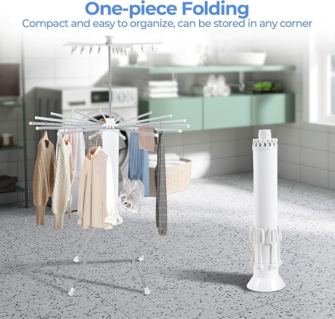 3 Tier Portable Clothes Drying Rackwith 4 Pulleys,Indoor and Outdoor Collapsible Rack Clothing with Shoe Drying Rack for Space Saving-Ruum Studio Home