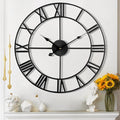 Large Wall Clock - 40cm/ 16 Inches Silent Non-Ticking Metal Wall Clock, Black, Vintage Modern Style, Battery Operated, Ideal for Living Room, Bedroom, Office, Farmhouse Decor-Ruum Studio Home