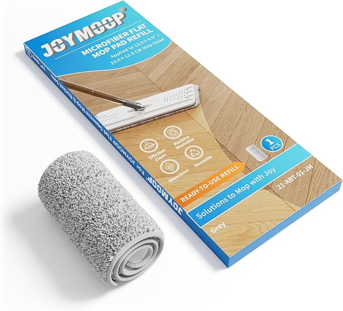 JOYMOOP Flat Mop Pad, Microfiber Mop Pad, Squeeze Mop Pads Replacement, 13" Refill 1 Pack - Grey-Ruum Studio Home
