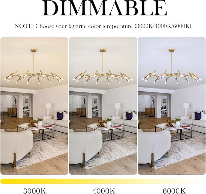 Gold Modern Chandelier 39.4" Large Chandelier Lighting Adjustable Ceiling Pendant Light 12 Light Pendant Light Fixtures for Living Room Dining Room Foyer-Ruum Studio Home