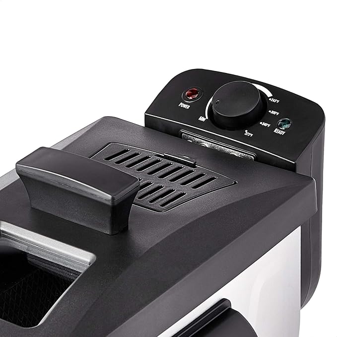 Amazon Basics 3.2-Qt (3.0L) Deep Fryer with 12-Cup Oil Capacity, Adjustable Temperature, Easy Draining Basket, Stainless Steel Exterior, Viewing Window, 1500W, Black & Silver-Ruum Studio Home
