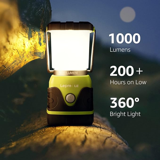 LE 1000LM Battery Powered LED Camping Lantern, Waterproof Tent Light with 4 Light Modes, Camping Essentials, Portable Lantern Flashlight for Camping, Emergency Light, Power Outages, Not Rechargeable-Ruum Studio Home