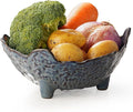 Fruit Bowl, Porcelain Oval Bowl for Kitchen Counter Large Decorative Bowl for Home Decor Centerpiece Bowl for Fruit, Vegetable, Breads, Nuts, Blue-Ruum Studio Home