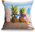 TSSOHU Yellow Pineapple with Glasses on The Sandbeach Throw Pillow Case Cushion Cover Couch Sofa Decorative Square 18x18 inches-Ruum Studio Home