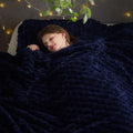 NEWCOSPLAY Super Soft King Blanket Dark Navy Premium Silky Flannel Fleece 3D Clouds Stylish Jacquard Lightweight Bed Blanket All Season Use 350GSM (Dark Navy, King(90"x110"))-Ruum Studio Home