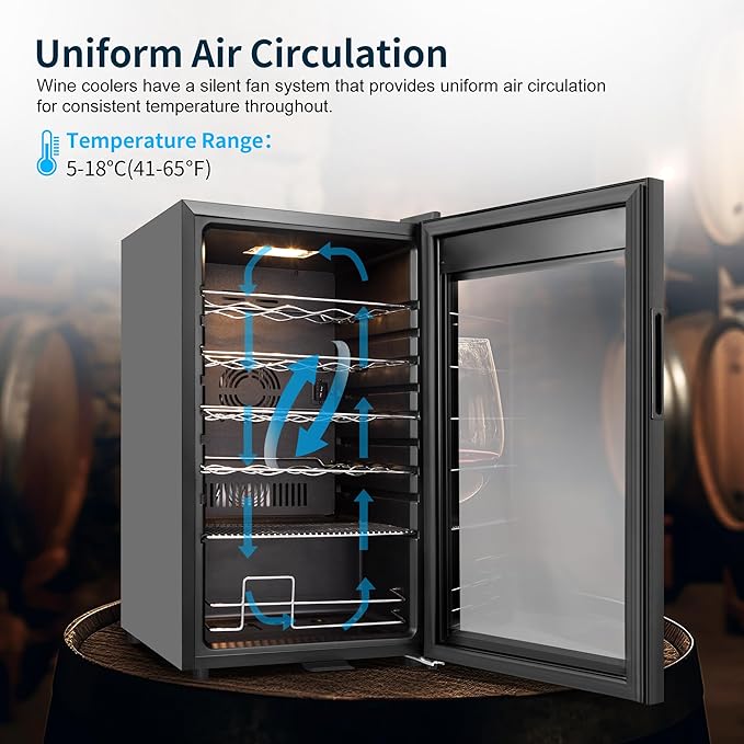 24 Bottles Wine Cooler Refrigerator, Small Wine Fridge Mini Wine Fridge Countertop with Glass Door Wine Cellars for Red Wine, Champagne, Dry White Wine, Sparkling Wines-Ruum Studio Home