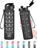 Enerbone Water Bottle, Leakproof BPA & Toxic Free, Motivational Water Bottle with Times to Drink and Straw, Fitness Sports Water Bottle with Strap for Office, Gym, Outdoor Sports-Ruum Studio Home