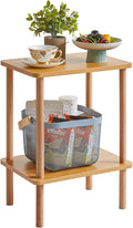 IBUYKE 2-Tier Side Table, Solid Wood Tall End Table with Storage Shelves, Nightstand Bedside Table for Living Room Bedroom Office, No-Tool Assembly, Natural UWST002N-Ruum Studio Home