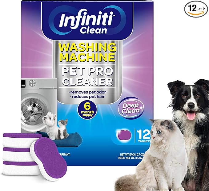 Washing Machine Cleaner Tablets 12 Pack, Formulated for Pet Owners, 8.5oz Washer Machine Cleaner Tablets, Deep Cleaning Descaler for HE, Top & Front Load Washers, Septic Safe - 6 Month Supply-Ruum Studio Home