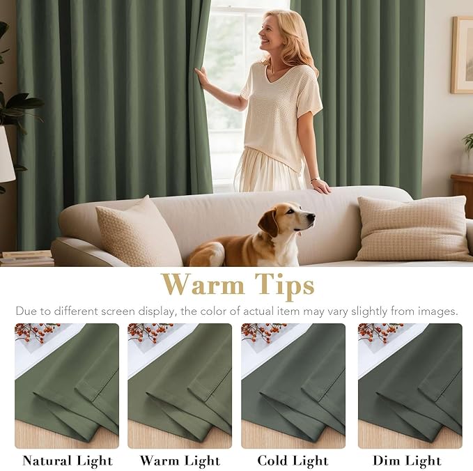 H.VERSAILTEX Ultra Soft Microfiber Thermal Insulated Antique Copper Grommet Blackout Curtains/Window Treatment Draperies 52 by 72 - Inch for Living Room/Bedroom,Set of 2 - Bronze Green-Ruum Studio Home