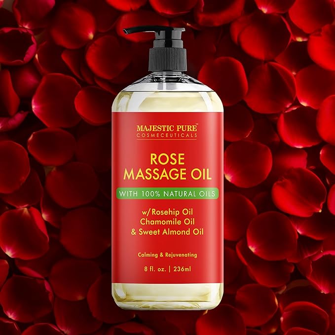 MAJESTIC PURE Rose Massage Oil for Massage Therapy - Refreshing, and Relaxing - Natural Oils - for All Skin Types - Men and Women - 8 fl oz-Ruum Studio Home