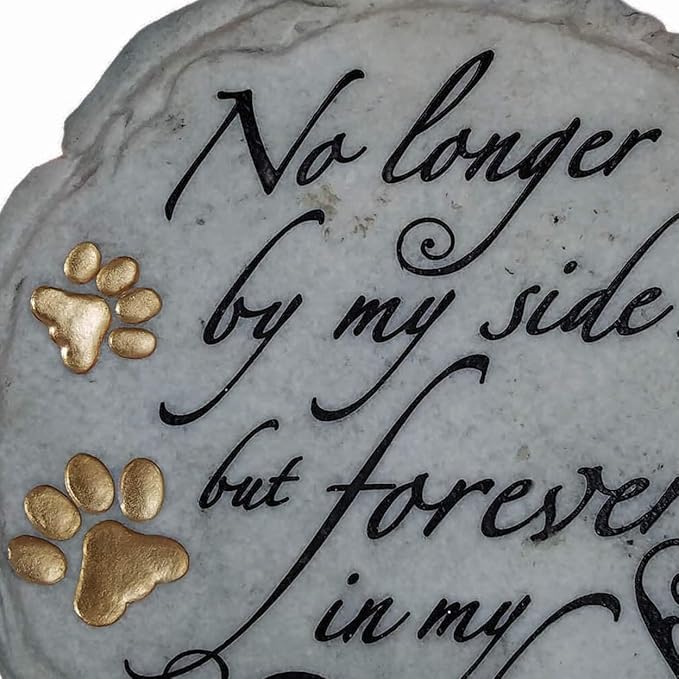 Spoontiques - Garden Décor - No Longer by My Side Stepping Stone - Decorative Stone for Garden, 9.63" Diameter-Ruum Studio Home