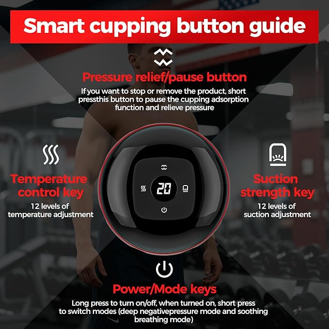 5-in-1 Smart Cupping Therapy Set 2pcs, 12-Level Temperature & Suction Control, Massage Cupping Kit for Targeted Pain Relief, Neck/Shoulder/Back Muscle Soreness & Blood Circulation Improvement-Ruum Studio Home