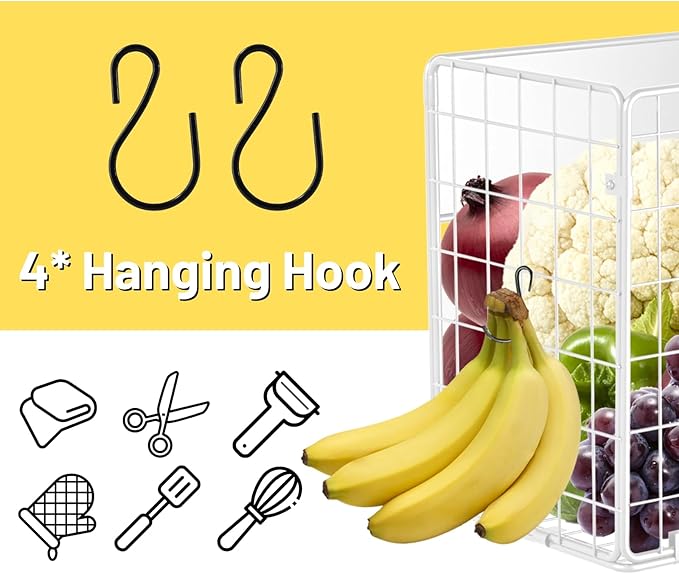 Magnetic Shelf for Fridge, Fruit Potato & Onion Storage Bins, Pantry Organizers & Storage, Large Container Magnetic Basket for Refrigerator, Kitchen Counter,Cabinet Magnetic Fridge Organizer White (2)-Ruum Studio Home