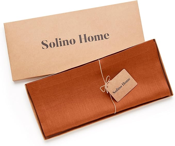 Solino Home Linen Cinnamon Table Runner 72 Inches Long - 100% Pure Linen 14 x 72 Inch Table Runner for Dining, Dresser, Fall, Autumn, Halloween, Thanksgiving - Fete-Ruum Studio Home