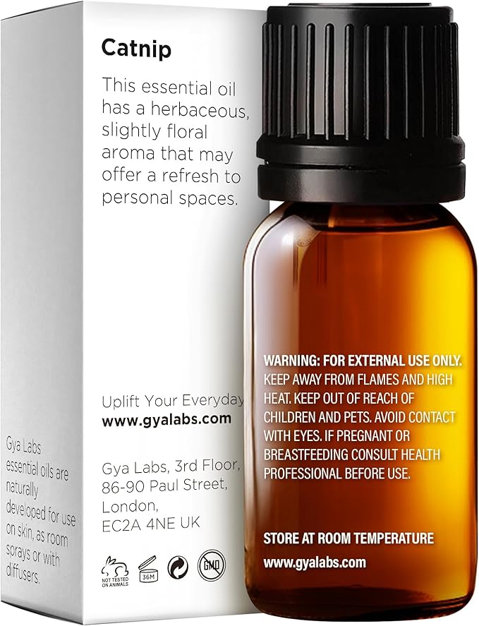 Gya Labs Catnip Essential Oil for Skin - 0.34 Fl Oz - 100% Pure Natural Catnip Oil for Diffuser, Massage & Candle Making Scent-Ruum Studio Home