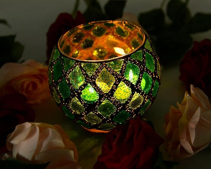 Votive Candle Holder Tea Lights - Glass Candle Holders, Mosaic Tealight Candle Holder, Candle Jar Cup for Wedding Centerpiece Party Table Decorations, Valentines Day Decor-Ruum Studio Home