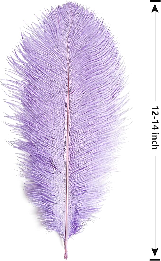 THARAHT Lavender Ostrich Feathers 12pcs Large Natural Bulk 12-14Inch 30cm-35cm for Wedding Party Centerpieces Easter Gatsbi and Decoration Feather-Ruum Studio Home