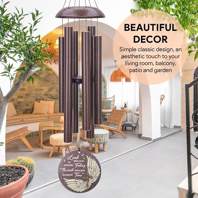 Personalized Sympathy Wind Chime, Wind Chimes for Loss of Loved Father/Mother/Lover, Commemorative Sympathy Bereavement Gifts for Condolences/Funeral-Ruum Studio Home