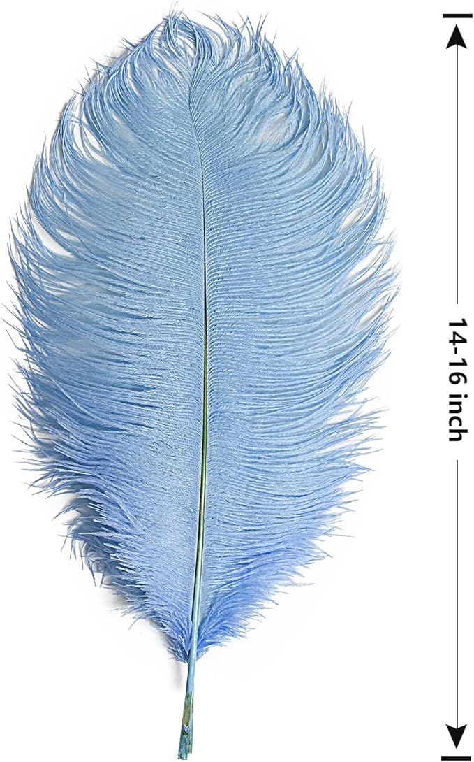THARAHT Baby Blue Ostrich Feathers 12pcs Large Natural Bulk 14-16Inch 35cm-40cm for Wedding Party Centerpieces Easter Gatsbi and Home Decoration Feathers-Ruum Studio Home