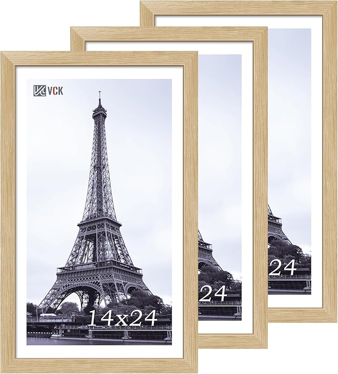 VCK 14x24 Oak Wood Frame for Picture, Natural Solid Wood Photo Frames 3 Pack, Wall Gallery Frame-Ruum Studio Home