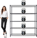 60"x24"x72" PRIME HEAVY DUTY Black 5-Tier Wire Shelving NSF 3000 LBS MAX Capacity Storage Rack for Commercial, School, Home, Garage, Warehouse, Industrial, and Hospital Uses (with Wheels)-Ruum Studio Home