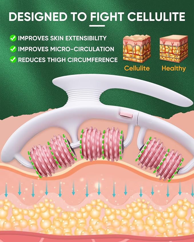 ONUEMP Cellulite Massager Roller, Cellulite Remover Muscle Roller, Fascia Massage Tool for Thigh, Leg, Waist - Anti-Celulitis, Lymphatic Drainage, Body Sculpting, Deep Tissue Pain Relief-Ruum Studio Home