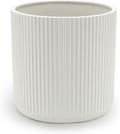 Amazon Basics Fluted Ceramic Round Planter, 10 in, White-Ruum Studio Home