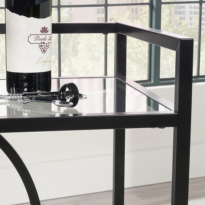 Sauder International Lux Bar Cart, Black Finish-Ruum Studio Home