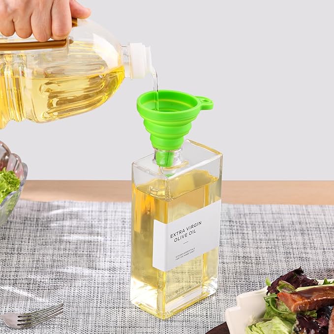 Olive Oil Dispenser Bottle for Kitchen, 3 Pack Glass Oil and Vinegar Dispenser Set, Elegant Book Design, Durable, Leak-Proof, Easy-Pour Spouts, Perfect for Kitchen, Dining Table (17oz)-Ruum Studio Home