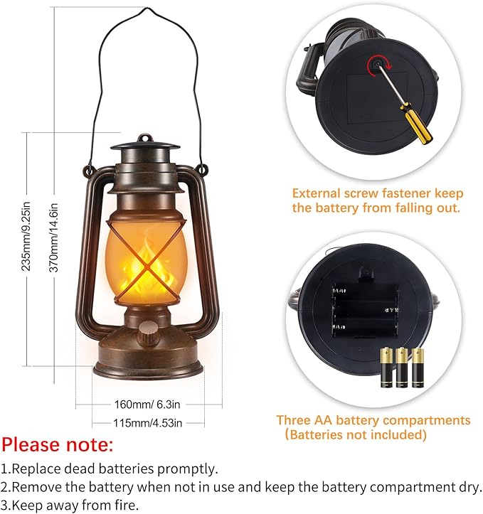 Battery-Powered 2 Modes Lighting LED Vintage Lanterns Decorative Outdoor & Indoor, 2 Pack Bronze Lights with Dancing Flame, Waterproof Remote Control Retro Lanterns Decor for Room,Garden,Porch-Ruum Studio Home
