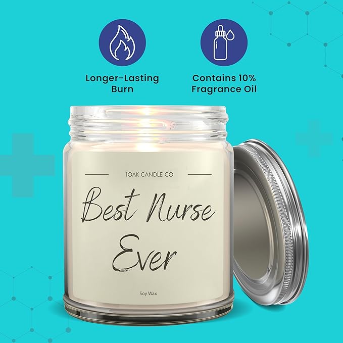 1OAK Vanilla Scented Nurse Candle - Best Nurse Gifts for Women, Men - RN Graduation Gift-Ruum Studio Home