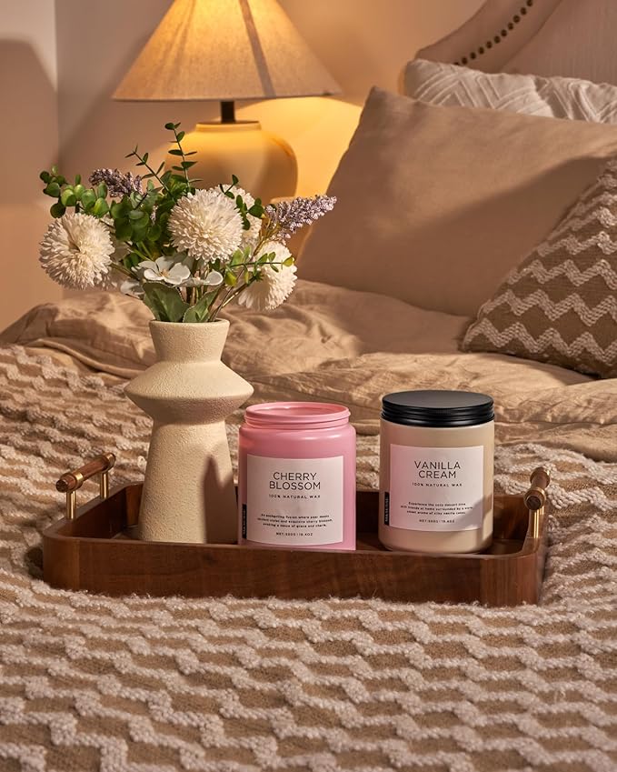 M&SENSE Cherry Blossom Scented Spring Candle, 19.4oz 110 Hours Long Lasting Natural Soy Wax Stress Relief Aromatherapy Romantic Candle for Women & Bedroom Decor-Ruum Studio Home
