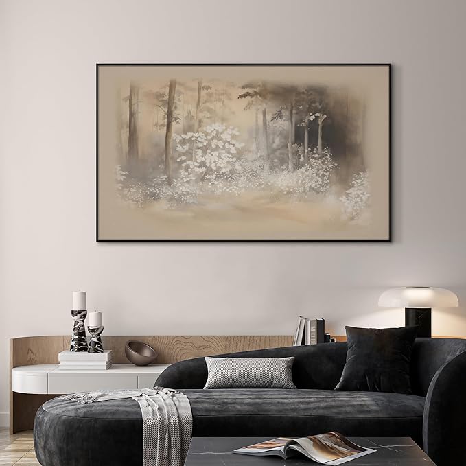 SIGNWIN 30"x60" Extra Large Framed Wall Art Misty Forest in Sepia Tones, Watercolor Woodland Landscape for Home Living Room Bedroom Decor (Frame Assembly Required)-Ruum Studio Home