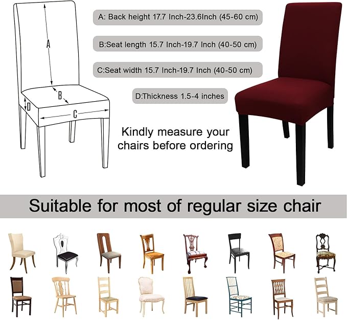 JQinHome 4 Pcs Dining Chair Slipcover, High Stretch Removable Washable Chair Seat Protector Cover for Home Party Hotel Wedding Ceremony-Ruum Studio Home