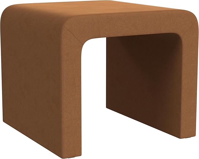 Modern Channel Rust Velvet Foot Stools Ottoman Home Décor, Soft Ottoman Foot Rest Chair for Bedroom and Living Room, Vanity Chair and Stool in Dressing Area, and Lounge-Ruum Studio Home
