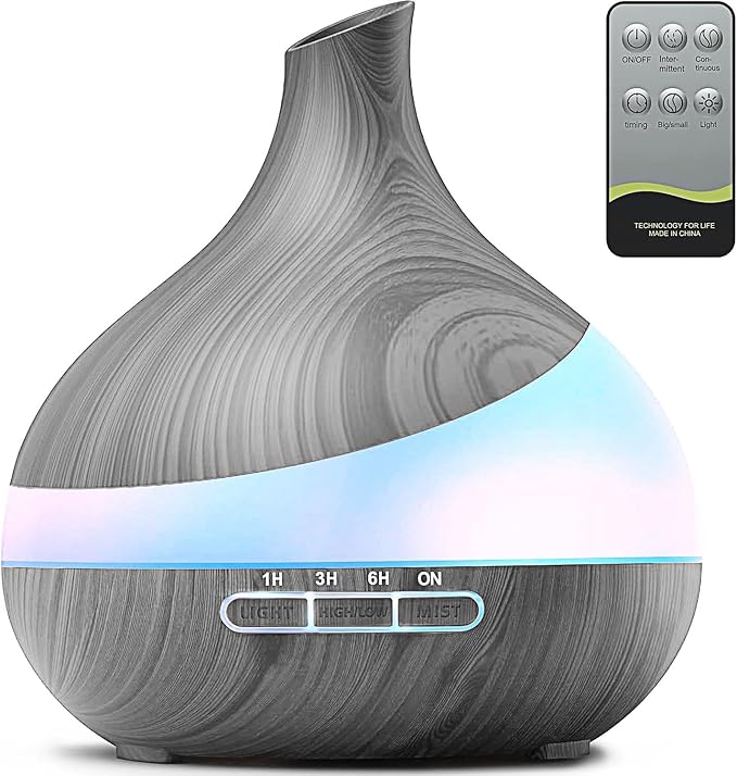 500ML Essential Oil Diffuser: Aroma Diffuser with Remote Control for Hotel Spa Yoga Room - Humidifiers for Bedroom with 14 Colors LED Night Light for Kids/Women Home Relaxation-Ruum Studio Home