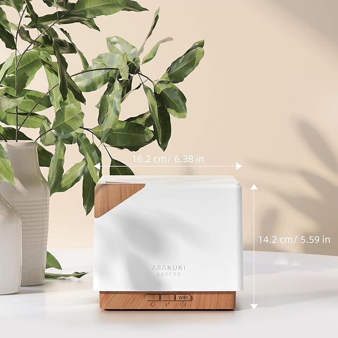 ASAKUKI Smart WiFi Essential Oil Aromatherapy Diffuser, Easy Connect with Alexa and Google Home Phone App Voice Control 700 ml Ultrasonic Diffuser, Create Schedules 7 LED Colors Humidifier-Ruum Studio Home