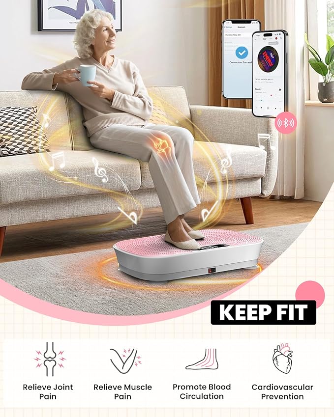 Vibration Plate Exercise Machine - Bluetooth Music & 400LBS Capacity Vibration Plate for Lymphatic Drainage & Weight Loss with 99 Speed Levels, Whole Body Vibration Plate for Home Fitness-Ruum Studio Home