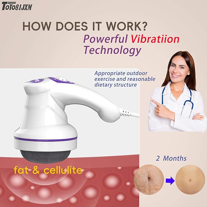 Electric Cellulite Massager – Body Sculpting Machine with 8 Massage Heads, Lymphatic Drainage & Skin Tightening for Belly Stomach Leg, Lipo Roller Massager After Surgery, Adjustable Speed.-Ruum Studio Home