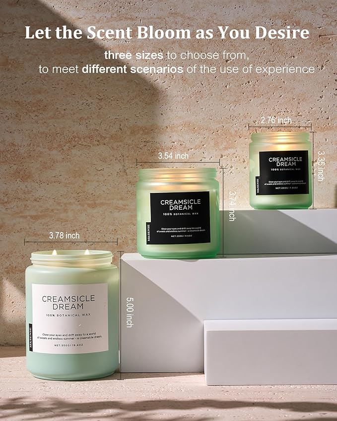 M&SENSE Orange Creamsicle Scented Candle, 19.4oz 110 Hours Slow Burning Non Toxic Natural Soy Wax 2 Wick Candle for Home Scented, Long Lasting Home Fragrance Gifts for Housewarming & Anniversry-Ruum Studio Home