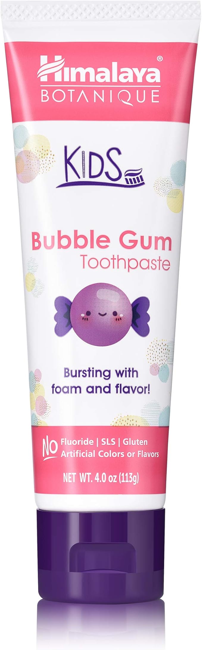 Himalaya Botanique Kids Toothpaste with Xylitol, Bubble Gum Flavor - Gentle Fluoride Free Toothpaste - Vegan, Gluten Free, SLS Free, No Artificial Flavors or Colors, 4 oz-Ruum Studio Home