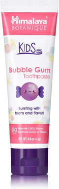 Himalaya Botanique Kids Toothpaste with Xylitol, Bubble Gum Flavor - Gentle Fluoride Free Toothpaste - Vegan, Gluten Free, SLS Free, No Artificial Flavors or Colors, 4 oz-Ruum Studio Home