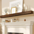 72x8x3 Fireplace Mantel - Solid Rustic Wood - Wall Mounted Floating Shelf with Invisible Heavy Duty Steel Bracket (Weathered Brown)-Ruum Studio Home