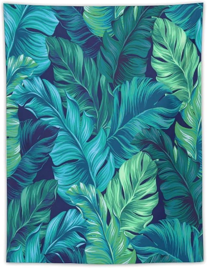 ICMOLYYENLO Tropical Green Plant Tapestry, Green Palm Leaves Natural Landscape Print Wall Tapestry for Bedroom Living Room Dormitory 60x80 Inch-Ruum Studio Home