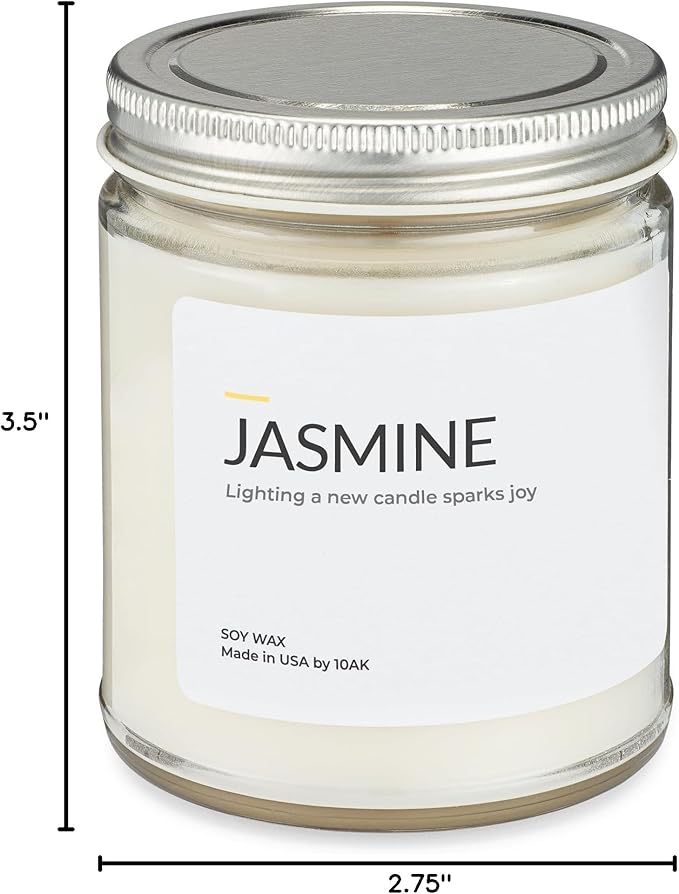 1OAK Jasmine Candle - Soy Wax Scented Candles (Jasmine) - Soy Candles for Home Scented - Long Burning Premium - Hand-Poured (7oz.)-Ruum Studio Home